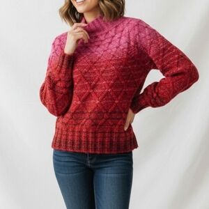 Staud Evelyn Gradient Mock Neck Sweater Women Size Small Red Pink Heavyweight